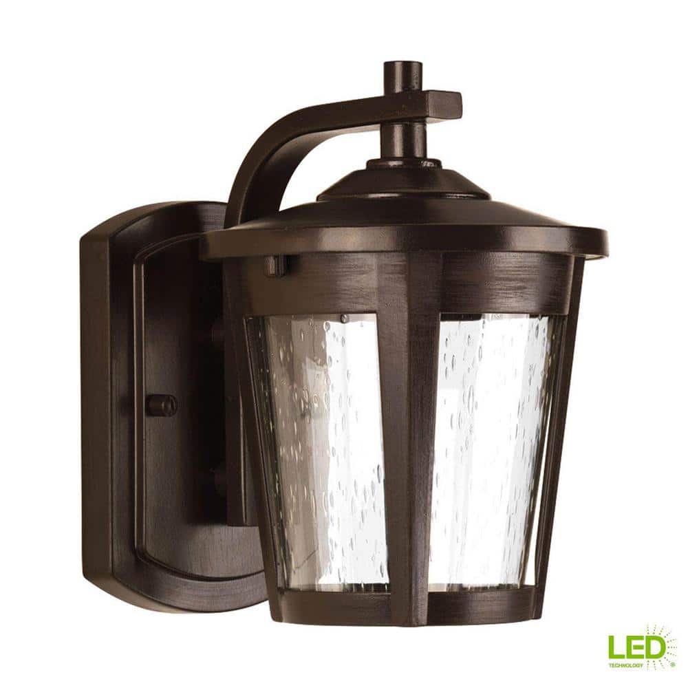 Antique Bronze Small LED Wall Lantern with Seeded Glass