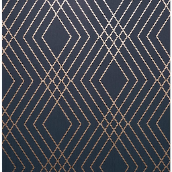 Shard Navy Trellis 20.5 in. x 33 ft. Unpasted Peelable Paper Wallaper