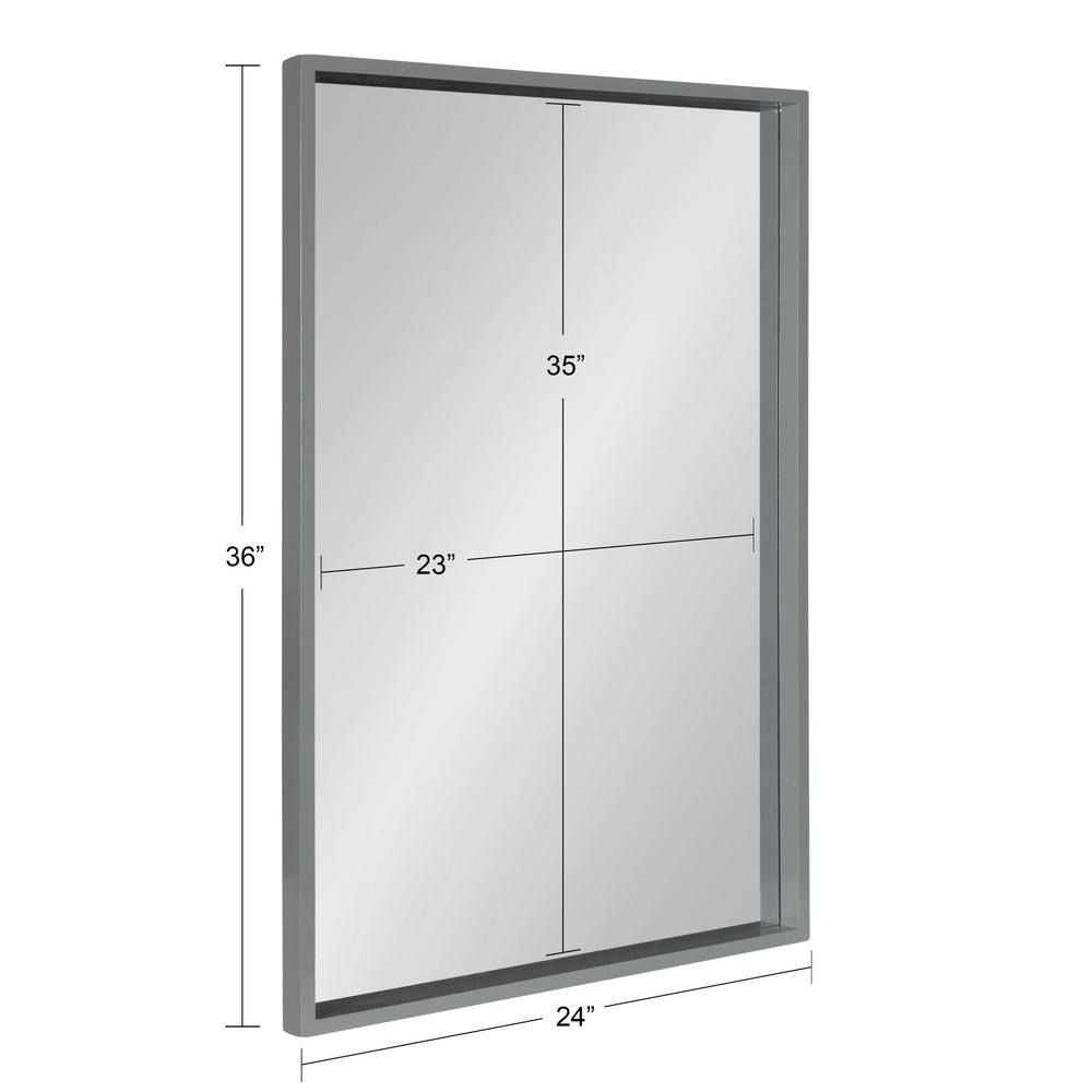 Gray Rectangular Wood Framed Vanity Wall Mirror