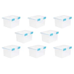 19334304 Clear 32 Quart Gasket Box with Clear Base and Lid (8 Pack)