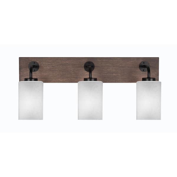 Unbranded Kirby 26 in. 3-Light Matte Black and Painted Distressed Wood-look Metal Vanity Light