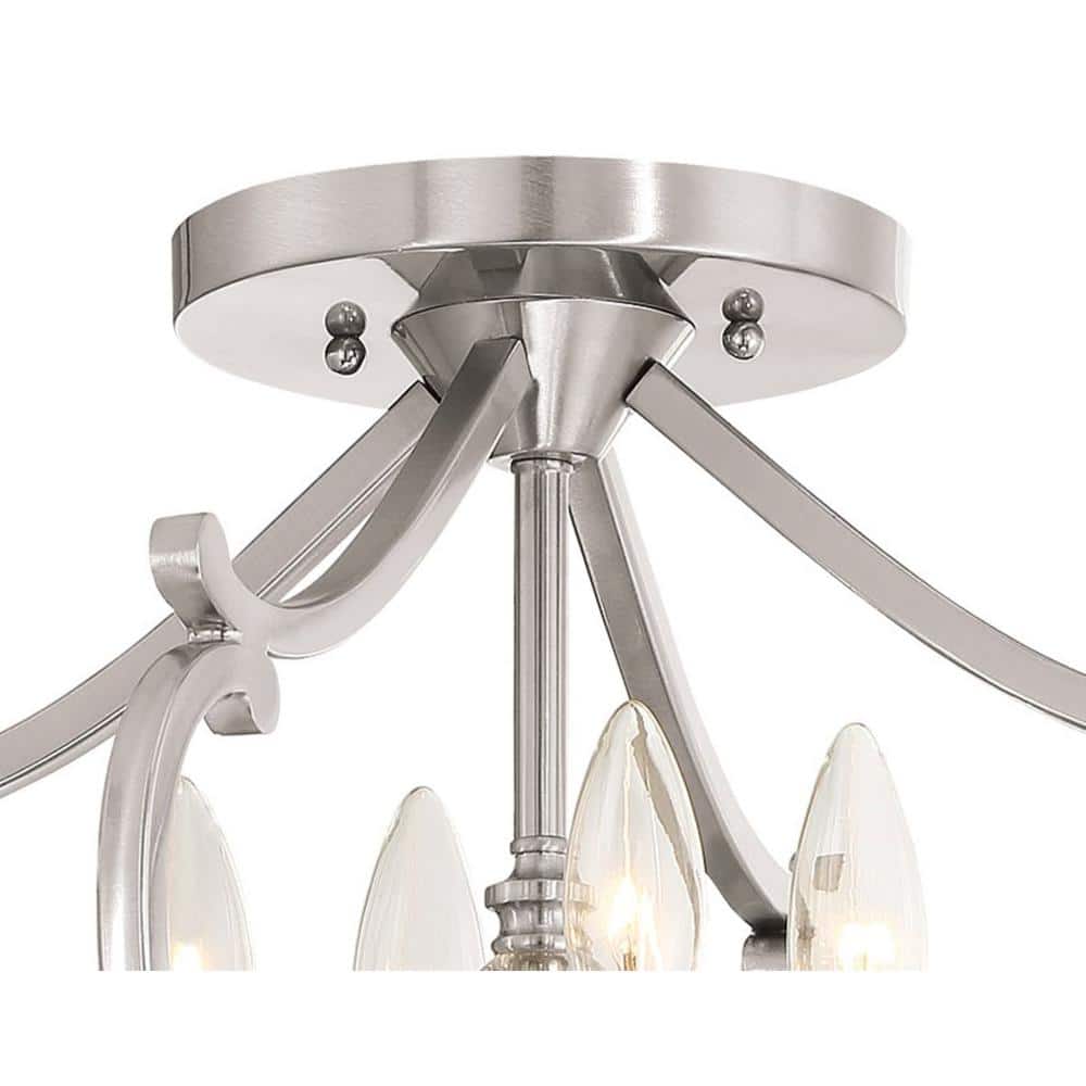 Savannah Row 4-Light Brushed Nickel Semi-Flush Mount with Clear Glass