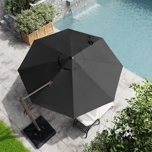 10 ft. x 10 ft. Patio Cantilever Umbrella, Heavy-Duty Frame Single Round Outdoor Offset Umbrella in Black