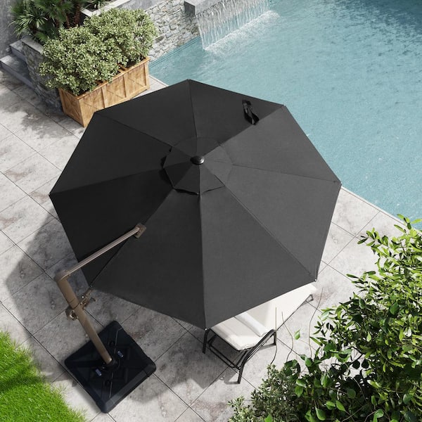 Crestlive Products 10 ft. x 10 ft. Patio Cantilever Umbrella, Heavy-Duty Frame Single Round Outdoor Offset Umbrella in Black