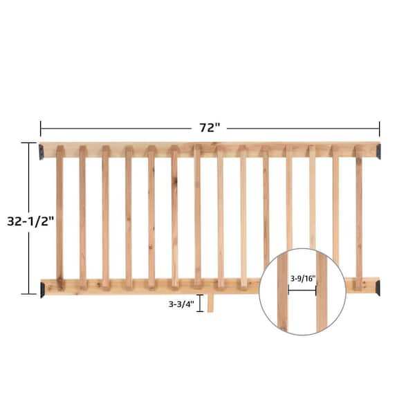 ProWood - 3 ft. x 6 ft. Western Red Cedar Wood Deck Line Railing Kit with B2E Balusters