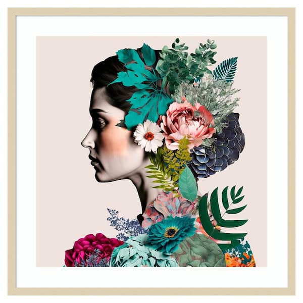 Amanti Art Floral Profile by Incado 33 in. W x 33 in. H. Wood Framed Wall Art Print Framed in Brown