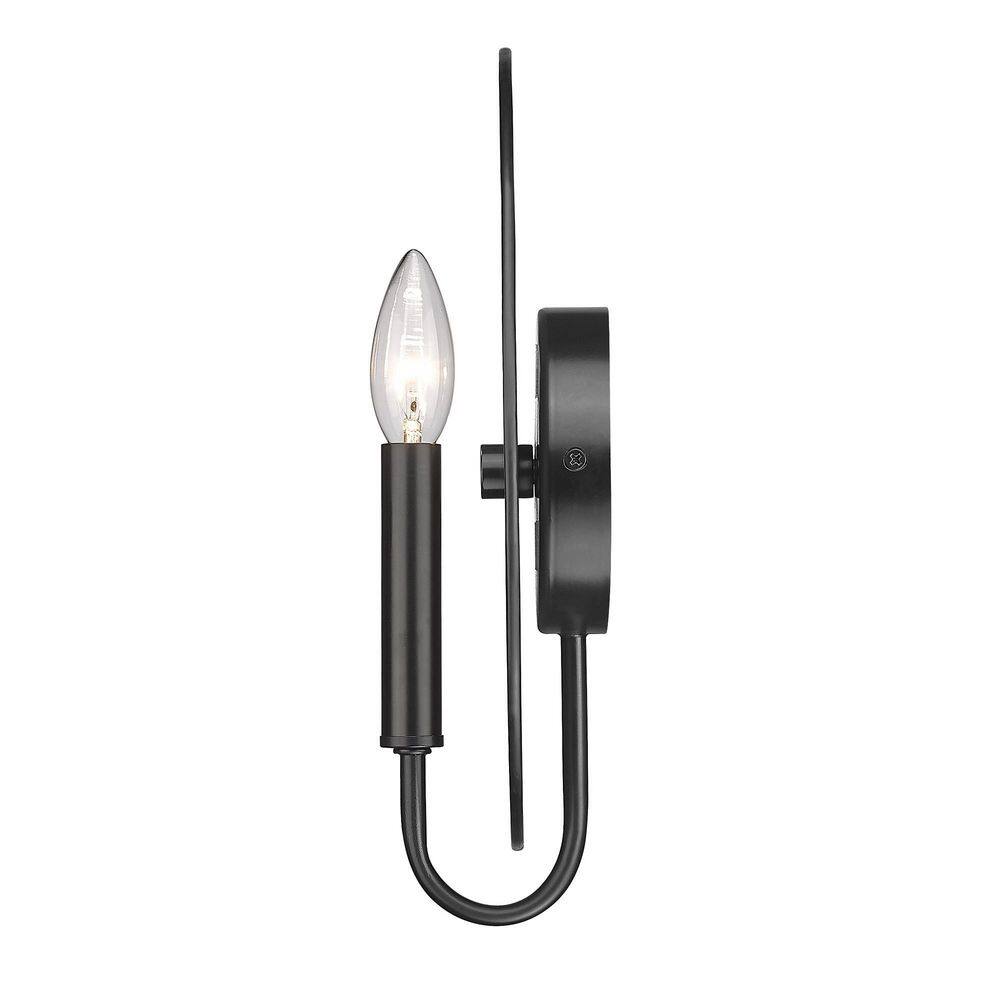 Matte Black Glass Mirror Backplate Wall Sconce