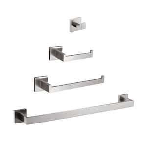 4-Piece Stainless Steel Bath Hardware Set with Mounting Hardware in Brushed Nickel