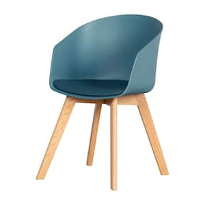 Flam Chair with Wooden Legs, Natural and Blue
