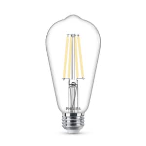 75-Watt Equivalent ST19 Clear Glass Dimmable E26 Vintage Edison LED Light Bulb Soft White with Warm Glow 2700K (4-Pack)