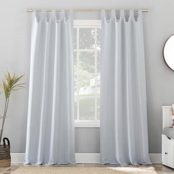 Sun Zero Gavin Energy Saving Oyster White Polyester 40 in. W x 84 in. L Tab Top Blackout Curtain (Single Panel)