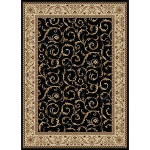 Como Black 3 ft. x 5 ft. Traditional Floral Scroll Area Rug