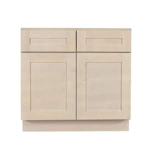 Lancaster Shaker Assembled 33x34.5x24 in. Base Cabinet with 2 Doors and 2 Drawers in Stone Wash