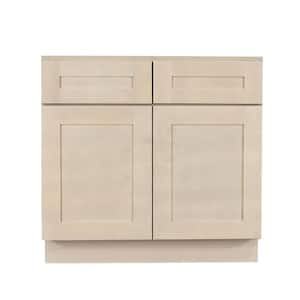 Lancaster Shaker Assembled 39x34.5x24 in. Base Cabinet with 2 Doors and 2 Drawers in Stone Wash