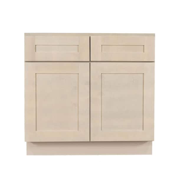 LIFEART CABINETRY Lancaster Shaker Assembled 42x34.5x24 in. Base Cabinet with 2 Doors and 2 Drawers in Stone Wash