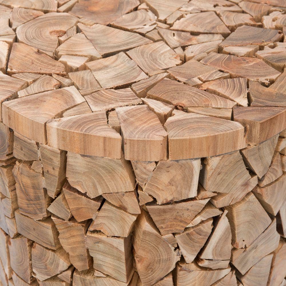 Transitional Canyon Teak Medium Oak Round Stool