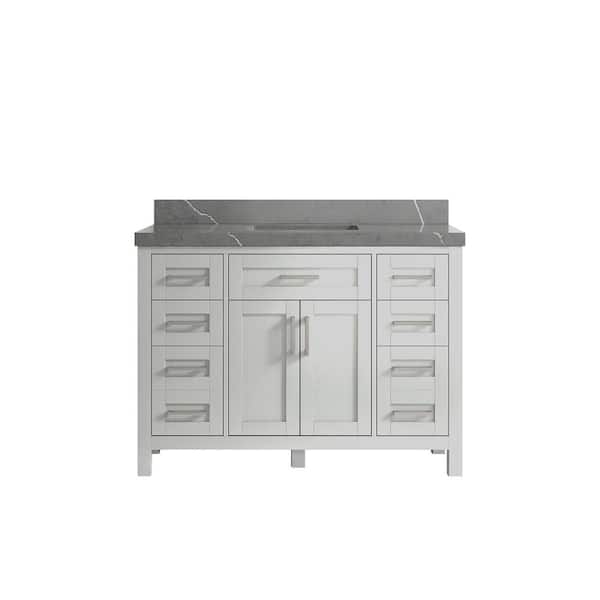 Willow Collections Cambridge 48 in. W x 22 in. D x 36 in. H Bath Vanity in Gray with 2 in Piatra Quartz Top