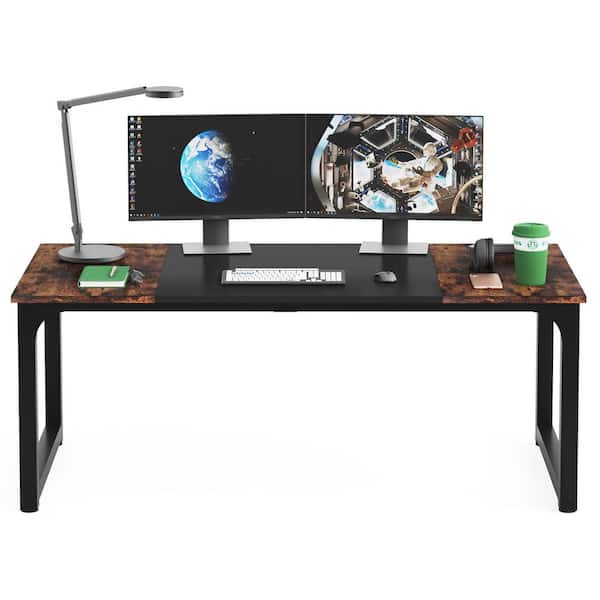 Tribesigns 70.8 Inch Modern Executive Desk, Large Workstation Office  Computer Table, Modern Simple Business Study Writing Desk Furniture for  Home Office, Black and Brown 