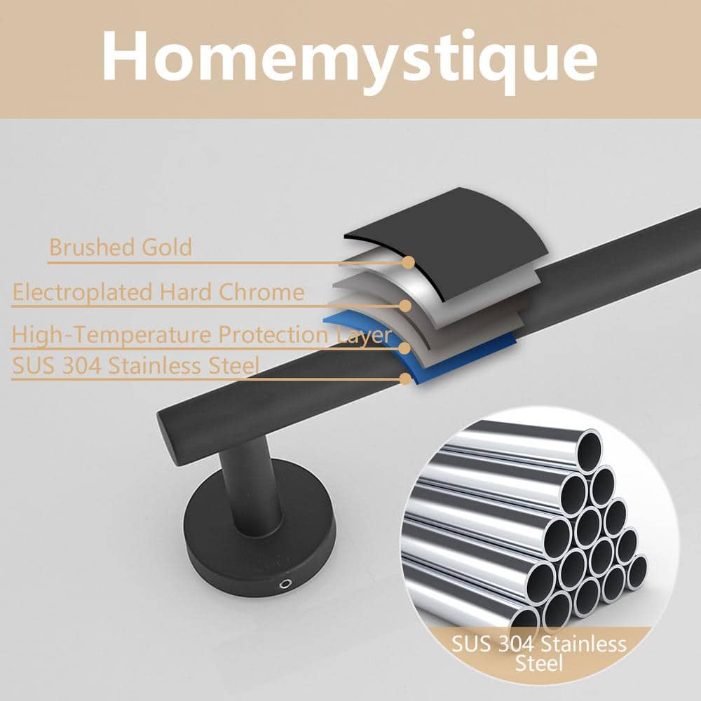 Matte Black Stainless Steel 3-Piece Bathroom Hardware Set