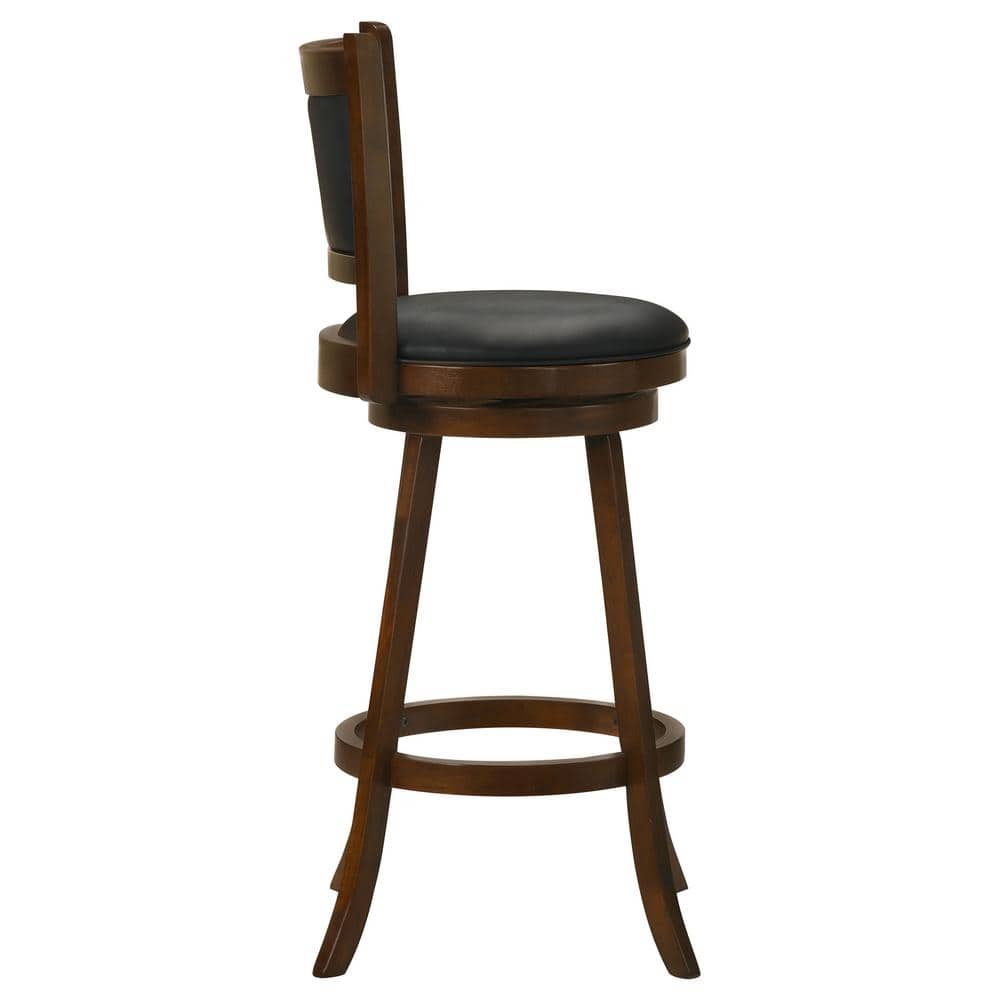 Transitional Black Wood Swivel Bar Stool Set