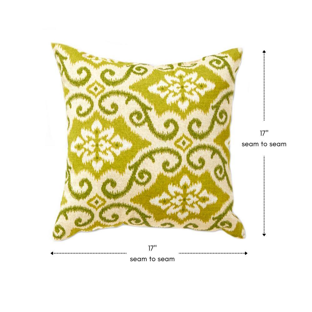Shoreham Green Ikat 17" Square Outdoor Throw Pillow Set