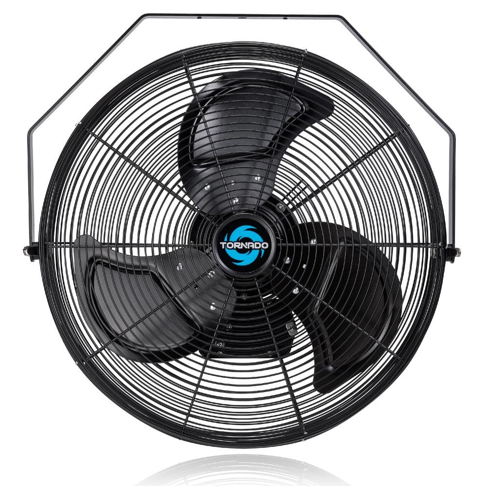 Tornado 20 Inch Outdoor Rated IPX4 Water-Resistant High Velocity Metal Industrial Wall Mount Fan, 3 Speed, Black