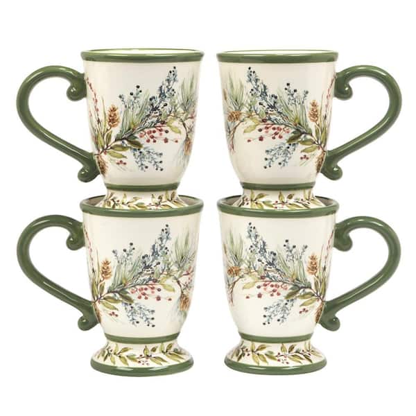 Certified International 18 oz. Multi-Colored Ceramic Winters Forest Mugs (Set of 4)