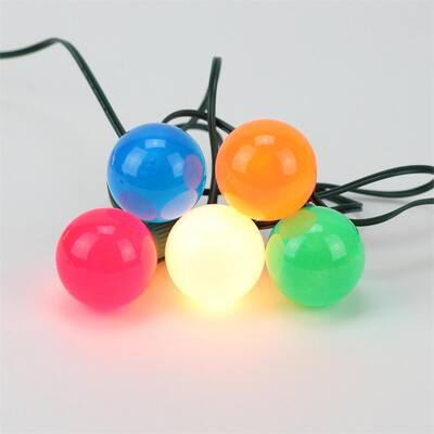 20-Light Multi-Color Opaque G50 Globe Christmas Lights with Green Wire