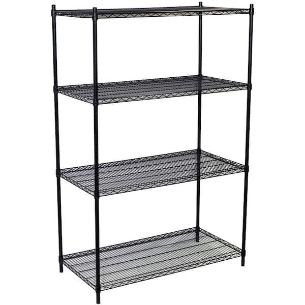 Storage Concepts Black 4-Tier Steel Wire Shelving Unit (48 in. W x 72 in. H x 18 in. D)