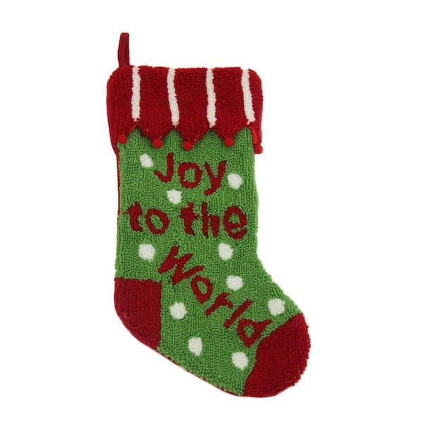 Glitzhome 19 in. Polyester/Acrylic Hooked Christmas Stocking with Joy to the World