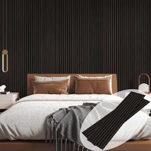 0.8 in. x 1 ft. x 8 ft. Wood Slat Acoustic Panels, Brown MDF Decorative Wall Paneling 2-Pack (16.5 sq. ft.)