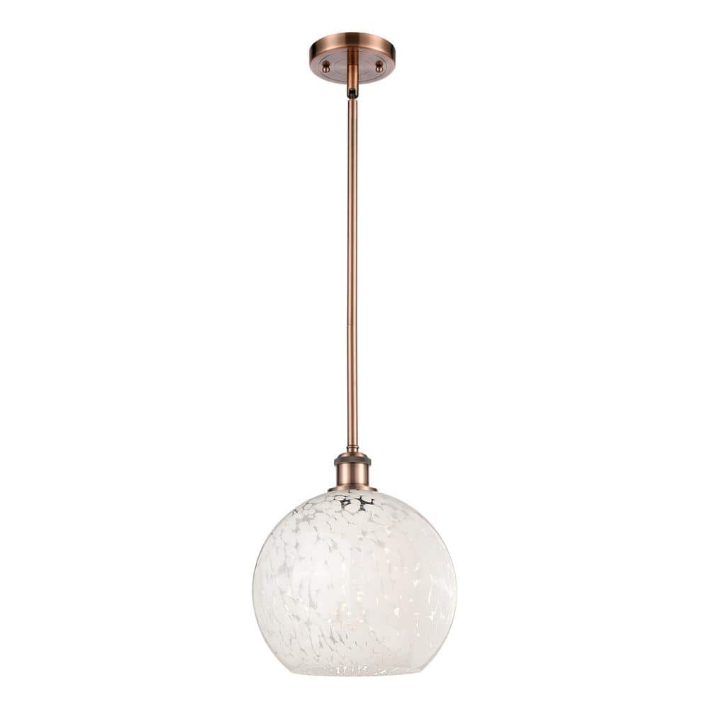 White Mouchette 100-Watt 1-Light Antique Copper Standard Mini Pendant Light with Painted Glass Shade, No Bulbs Included price history on PriceWatchPro