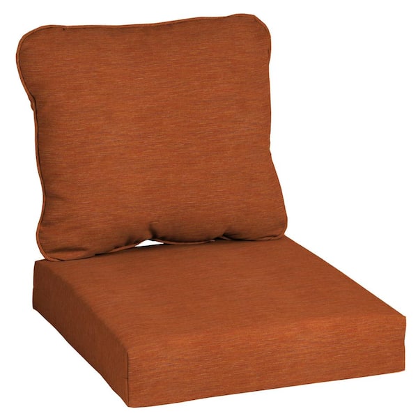 Hampton Bay 24 in. x 24 in. CushionGuard Deep Seating Outdoor Lounge Chair Cushion in Russet