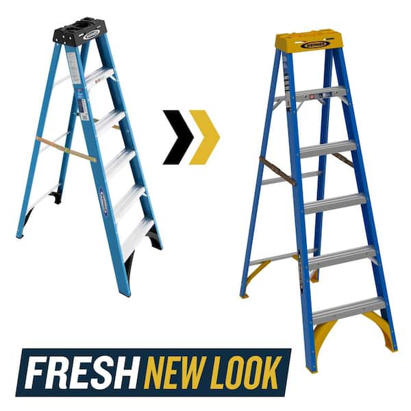 Werner 6 ft. Fiberglass Step Ladder (10 ft. Reach Height) with 250 lb. Load Capacity Type I Duty Rating