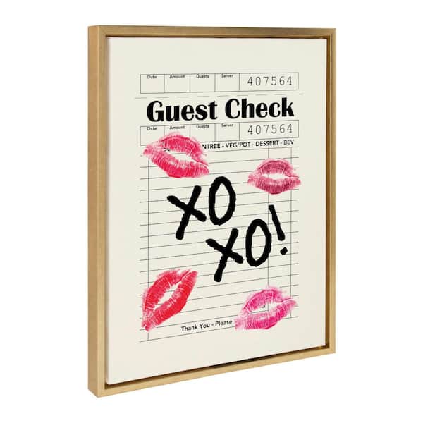 Sylvie XOXO Kisses Guest Check Framed Canvas by Alli Standefer Set of 1 Culture Art Print 18.00 in. x 24.00 in.
