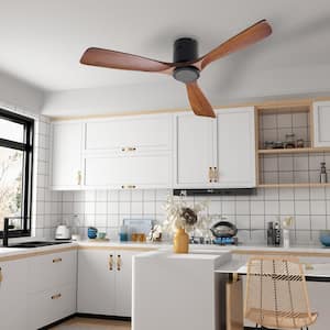 52 in. Indoor/Outdoor Brown 3-Solid Wood Blades Propeller Ceiling Fan with Remote Control, 6-Speed Adjustable, DC Motor