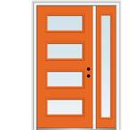 51 in. x 81.75 in. Celeste Clear Low-E Glass Left-Hand 4-Lite Eclectic Painted Steel Prehung Front Door with Sidelite