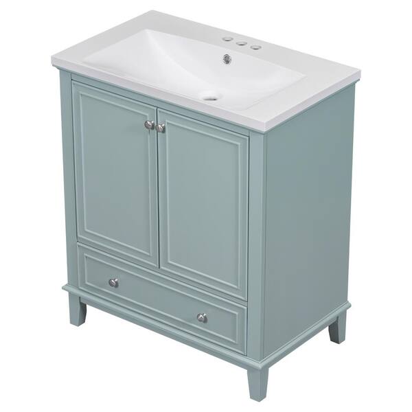 Nestfair 30 in. W x 18 in. D x 35 in. H Single Sink Freestanding Bath Vanity in Green with White Ceramic Top