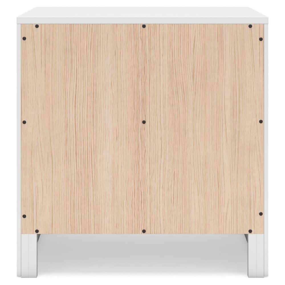 White Transitional 2-Drawer Nightstand with Metal Handles
