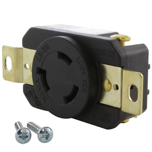 20A, 480V, NEMA L8-20R Flush Mount Locking Industrial Grade Outlet