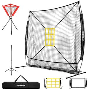 7 ft. x 7 ft. Black Baseball Softball Hitting Net with Large Ball Collection System