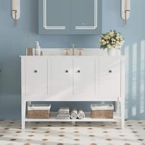 48 in. W. x 22 in. D x 34.5 in. Single Sink Freestanding Bath Vanity in White with Engineered Marble Top (Assembled)