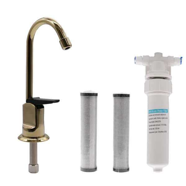 Westbrass 6 in. Touch-Flo Style Cold Water Dispenser Faucet Kit with In-line Filter and 2-Pack Cartridges, Polished Brass