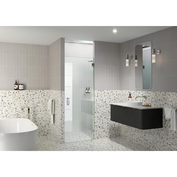 Glass Warehouse 26.75 in. W x 78 in. H Pivot/Hinged Frameless Shower Door in Polished Nickel-Door Only-Width Adj 27.125-27.525