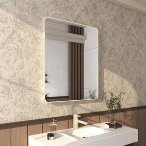 Cozy 30 in. W x 36 in. H Rectangular Framed Wall Bathroom Vanity Mirror in Brushed Nickel
