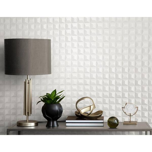 Romero White 3D Geometric Wallpaper