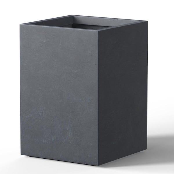 9 in. Small Granite Gray(Enhanced Interior) Concrete Rectangular Planter / Pot with Drainage Holes