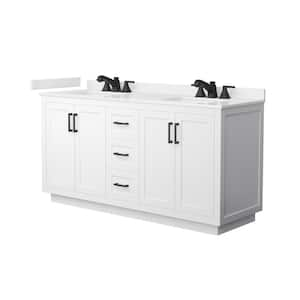 Miranda 66 in. W x 22 in. D x 33.75 in. H Double Bath Vanity in White with White Quartz Top