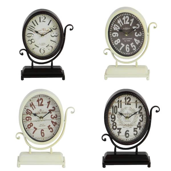 Litton Lane Black Metal Scroll Analog Clock (Set of 4)