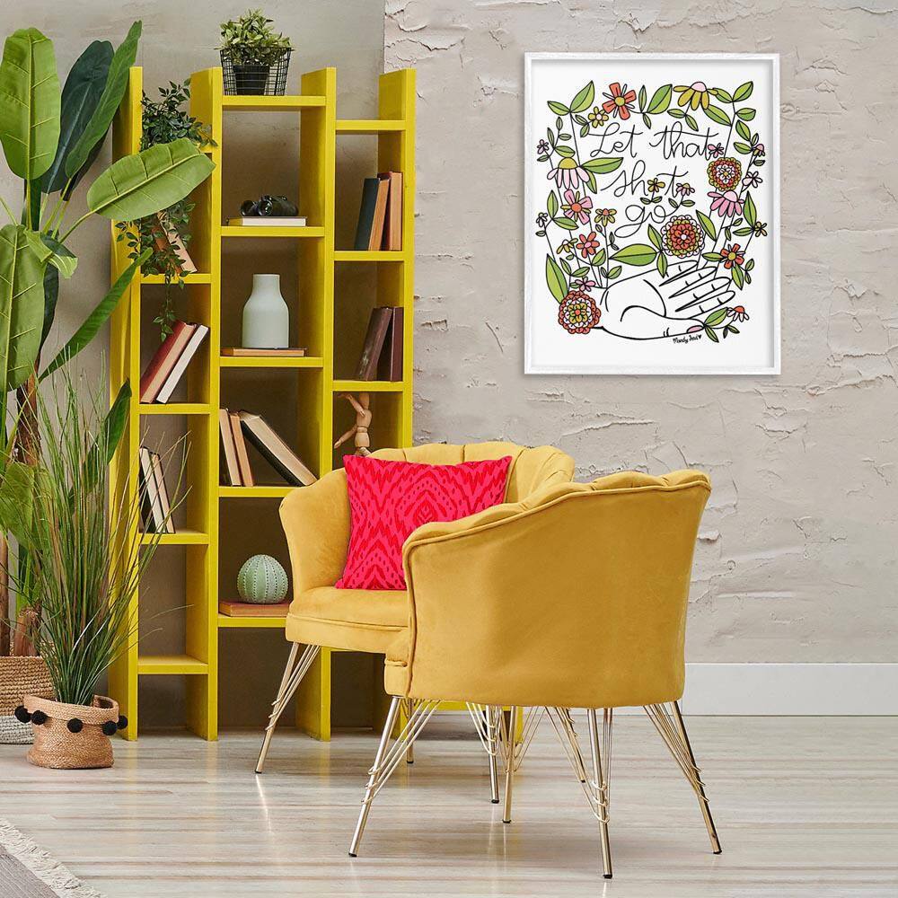 Let It Go Floral Phrase by Mandy Ford Art + Illustration White Framed Typography Giclee Art Print 30 in. x 24 in. price history on PriceWatchPro